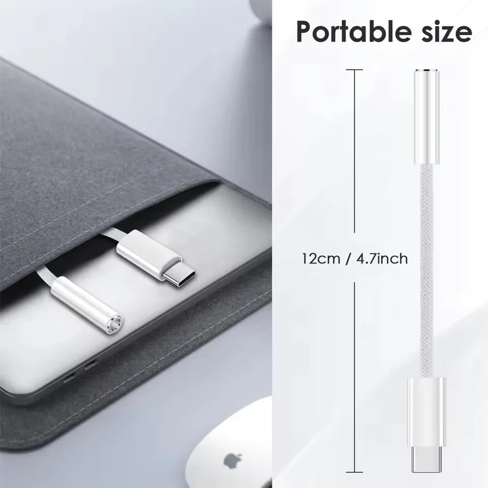 Adaptateur audio USB-C vers Jack 3,5 mm – casque et AUX – compatible iPhone 15, Samsung S24, iPad Pro, MacBook