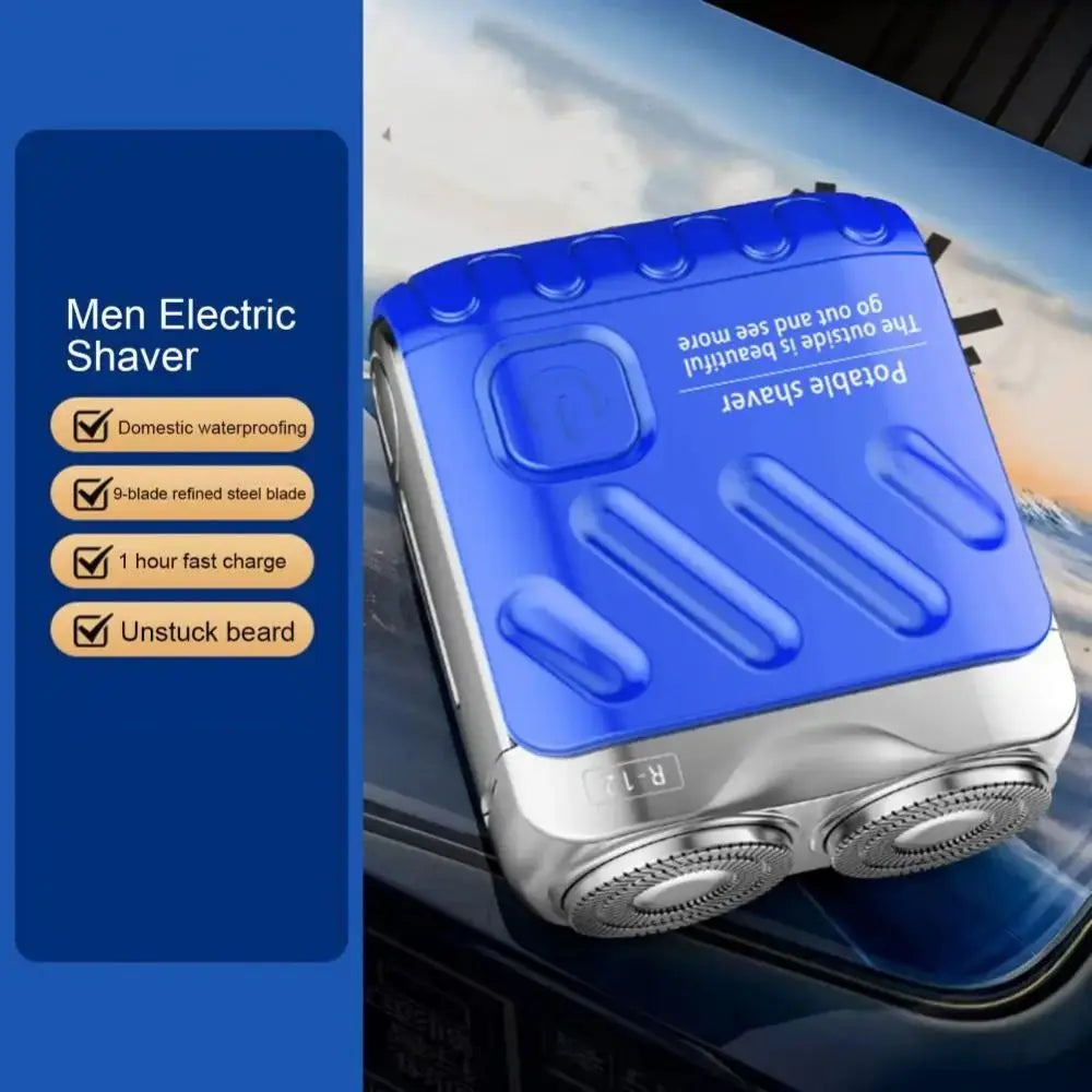 Mini rasoir électrique compact pour hommes – double tête rotative magnétique, portable, étanche, 9000 tr/min