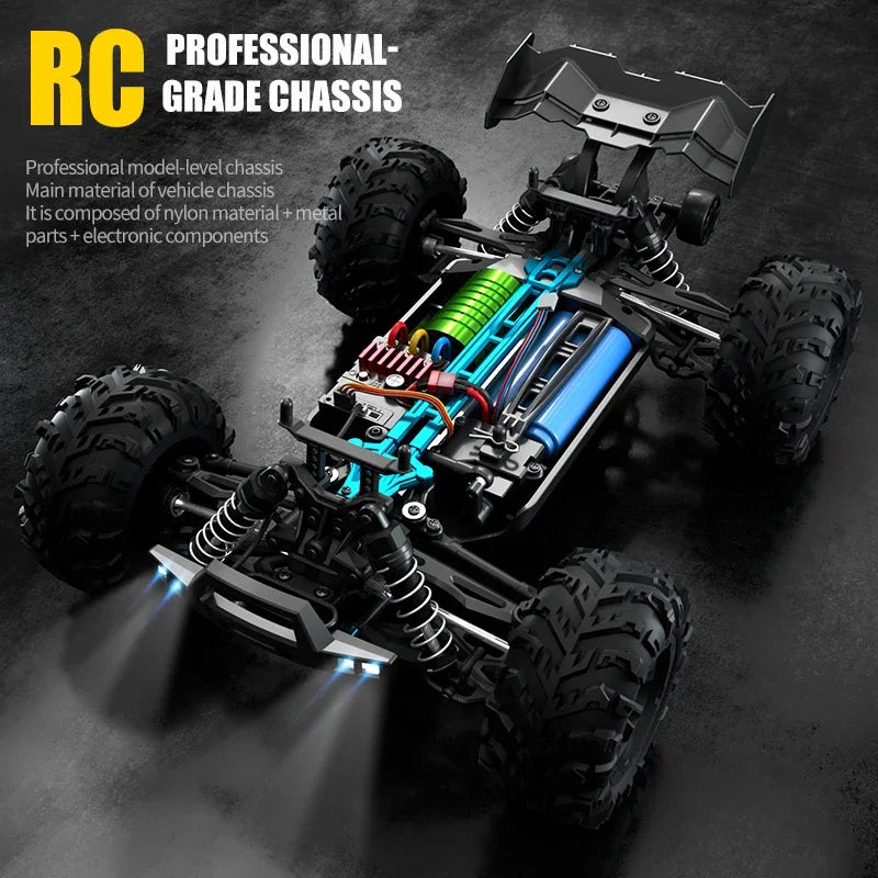 VersiRC RC Car with LED for Kids, Remote Control, Monster Drift High Speed, 4x4 Truck, Toys vs Wltoys 144001, 1:16, 70km, h or 50km, H 