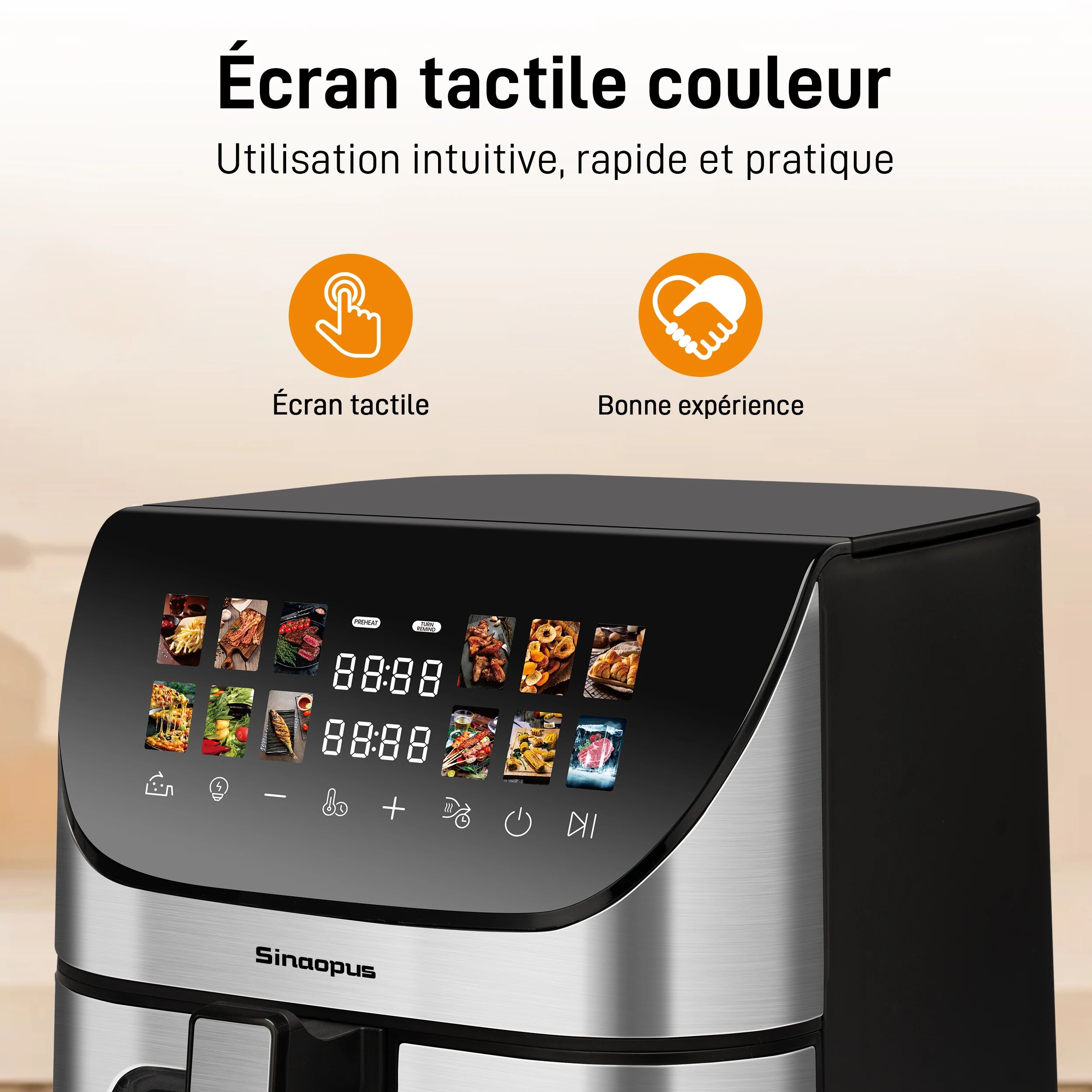 Friteuse à Air Multifonction Sinaopus 9 L – Écran Tactile LED, Fenêtre de Visualisation, Four Familial