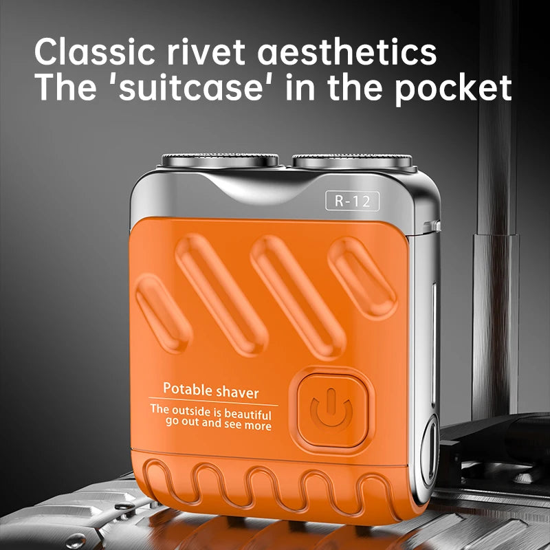 Mini rasoir électrique pour hommes – double tête rotative, étanche, rechargeable Type-C, portable, pour voyage, cheveux et barbe