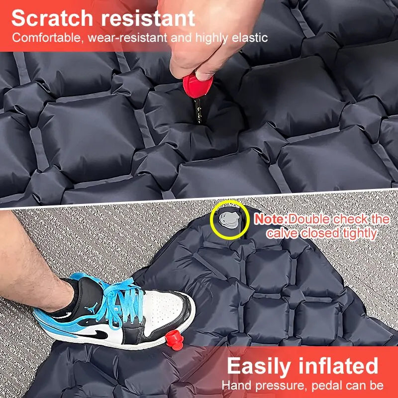 Inflatable Mattress, Sleeping Pad with Pillows Ultra Light, Air Mat Built-in Inflator Pump for Hiking, Outdoor Camping