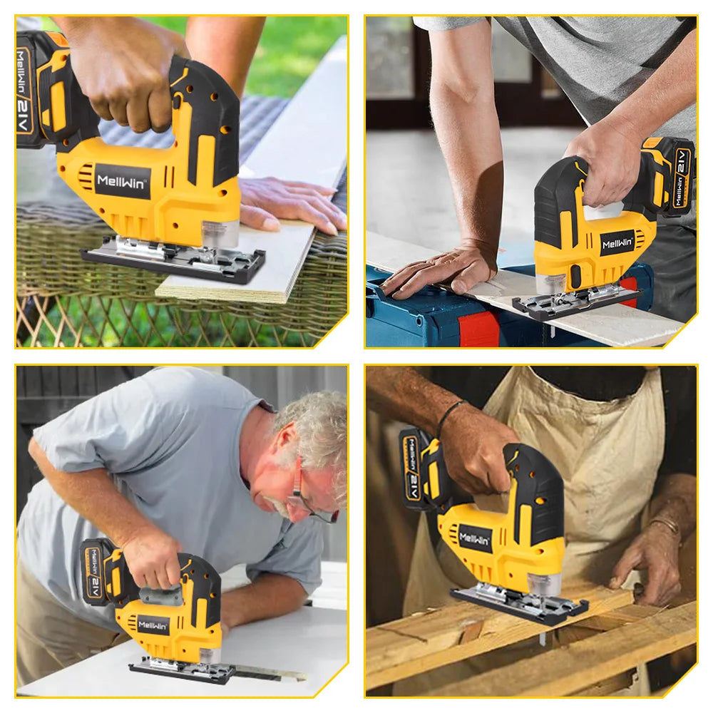 MELLWIN scie sauteuse électrique sans fil avec scie à chantourner sans fil à 31 lames outil de coupe multifonction pour le travail du bois pour Makita broche de batterie 18V