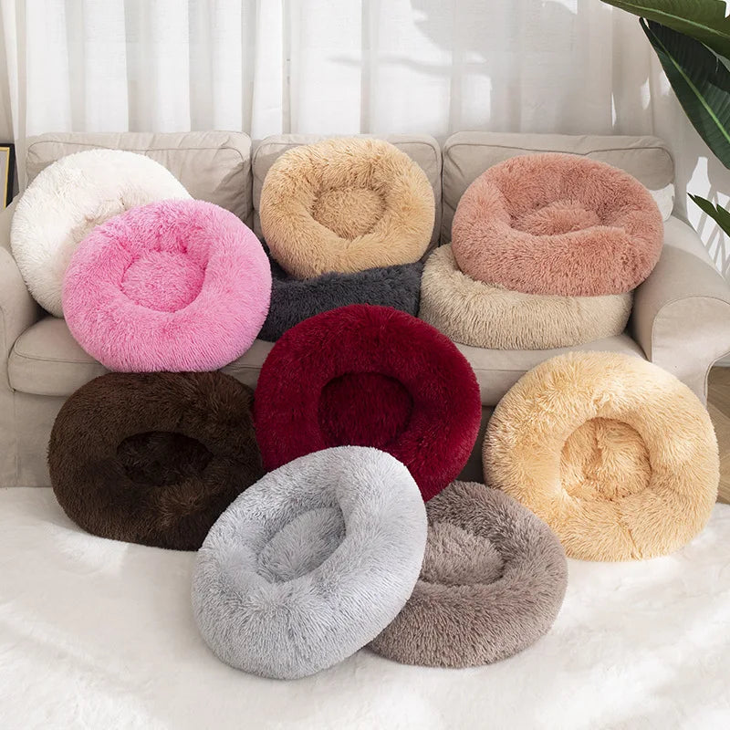 Washable Plush Round Dog Cat Bed, Soft Kennel, Medium Accessories, Pet Products 