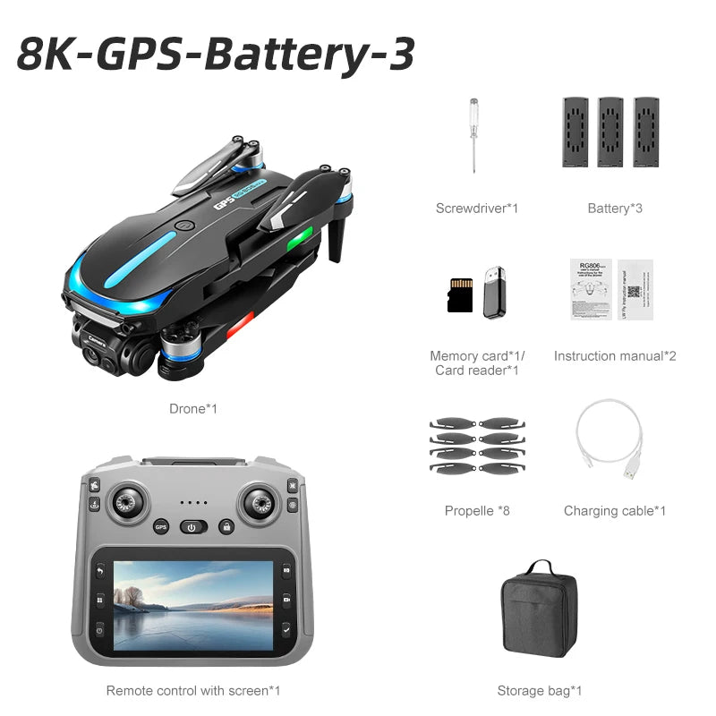 Drone Original RG806 MAX GPS 5G WIFI FPV 8K HD caméra professionnelle UAV évitement d'obstacles sans brosse pliant quadrirotor drone jouets