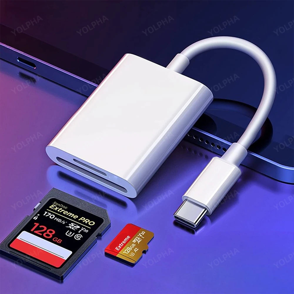 USB C Memory Card Reader, Type C to SD TF Adapter, Data Converter for Camera, iPhone 15, Huawei, Xiaomi