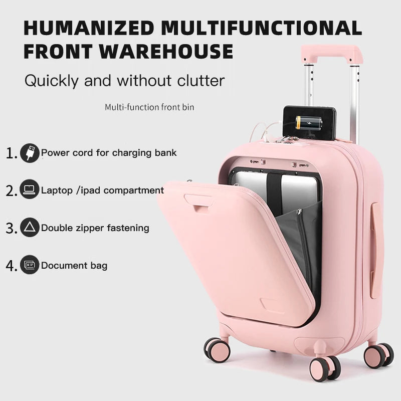 Valise SUSHIMU – Poche avant pour ordinateur portable, bagage à main 18, 20 et 24 pouces