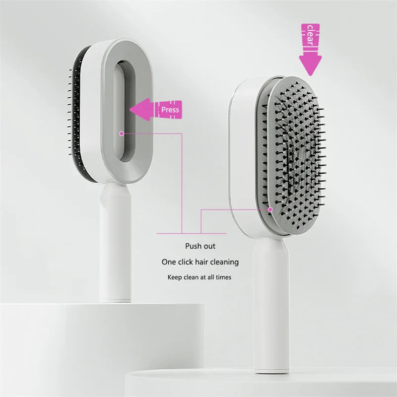 Brosse à cheveux autonettoyante pour femmes, nettoyage à une touche, perte de cheveux, Massage du cuir chevelu, peigne antistatique