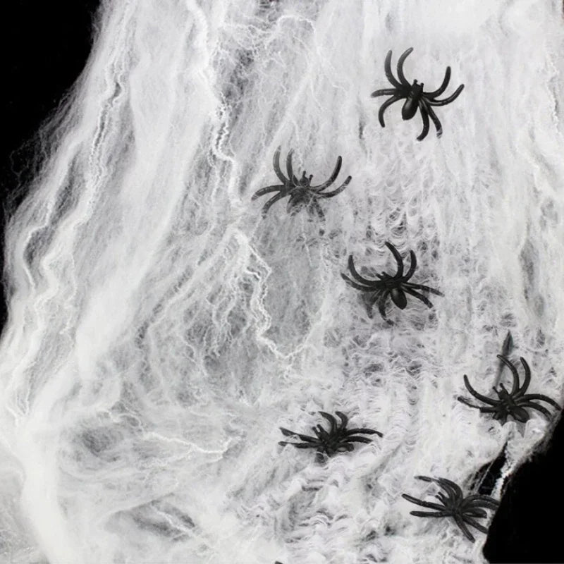 Toile d’Araignée Élastique Halloween 1m x 1m – Décoration Maison Hantée avec Effet Horreur