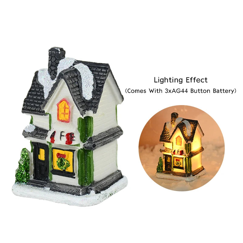 Wooden House with LED Light for Christmas, Merry Christmas Decorations, Christmas Tree Ornaments, Kids Gift, New Year