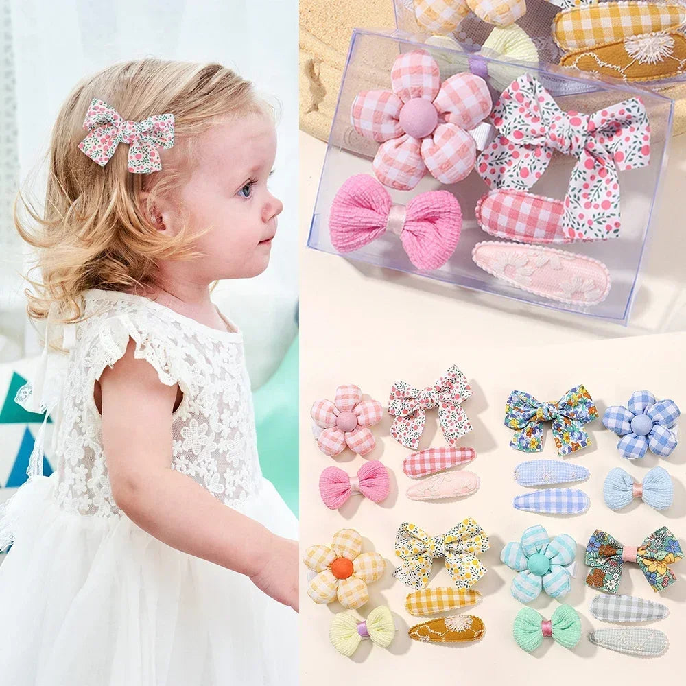 Mini Pince à Cheveux pour Bébé Fille, 5 Pièces/Ensemble,&nbsp; Floral, Princesse, Épingle pour Tout-Petits, Belle, Frange Latérale