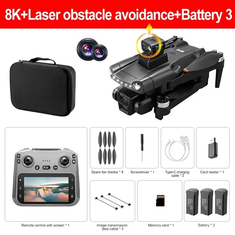 Drone GPS V198MAX 5G 8K – Double caméra, écran intégré, évitement d’obstacles laser