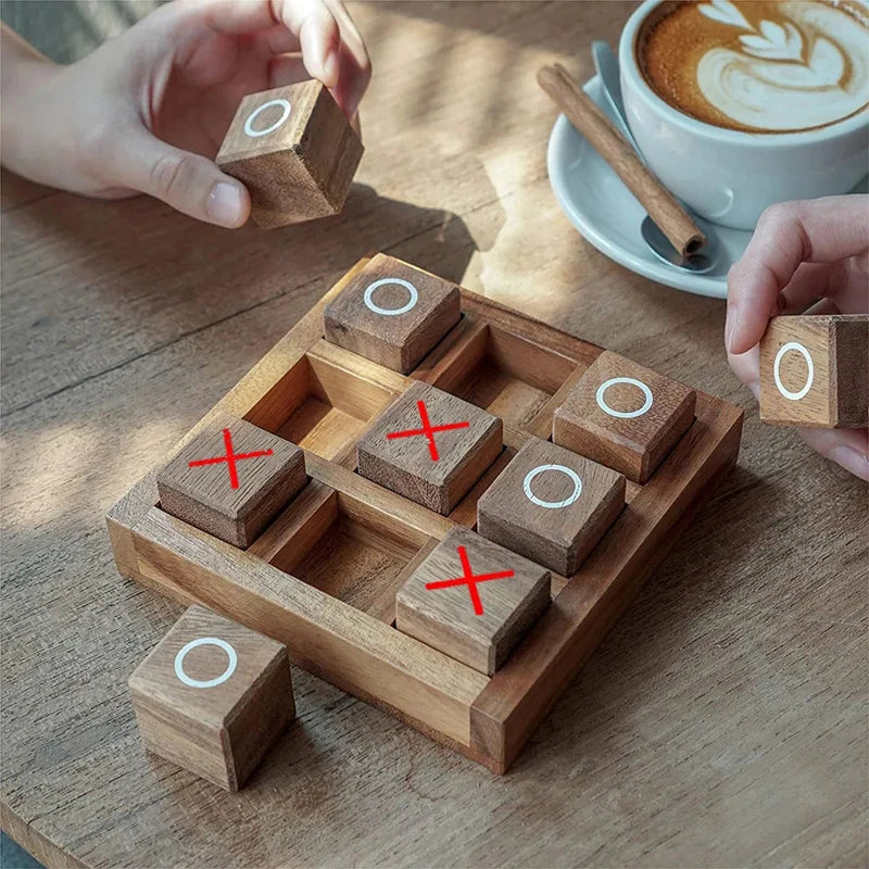 Wooden Tic Tac Parker Board Game, Tic Tac Toe Game, Parent-Child Interaction Toys 