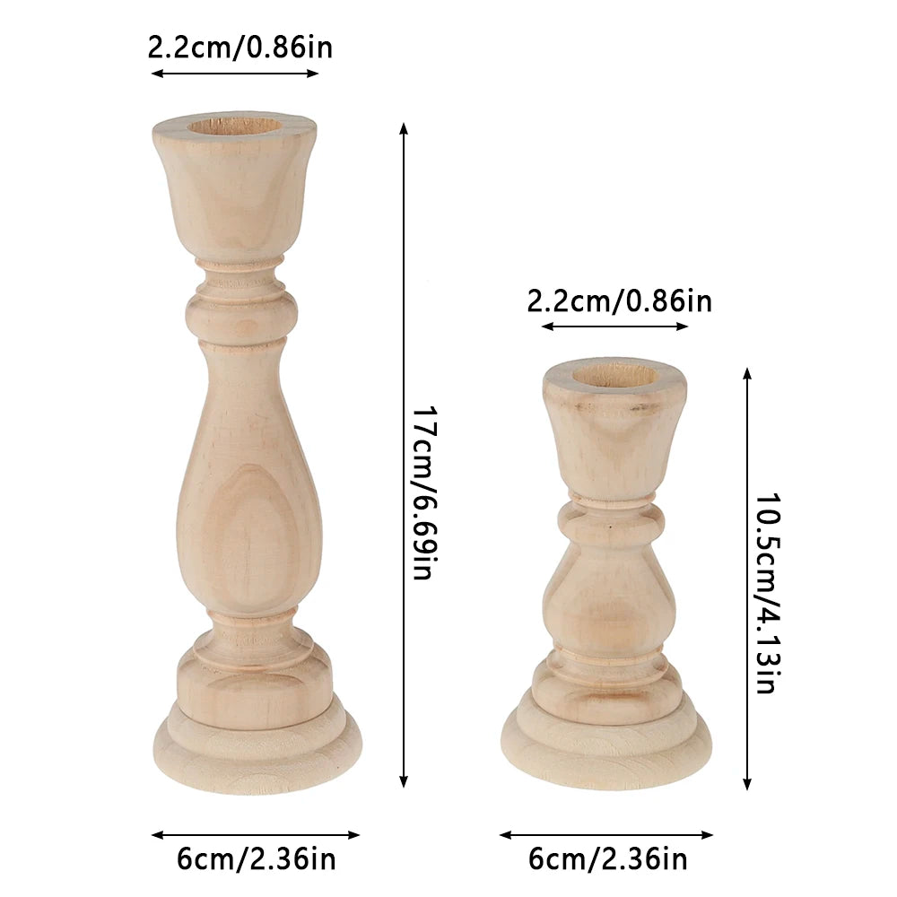 Unfinished Wooden Candle Holders, DIY Classic Craft Candle Holders for Painting or Living Room Decor