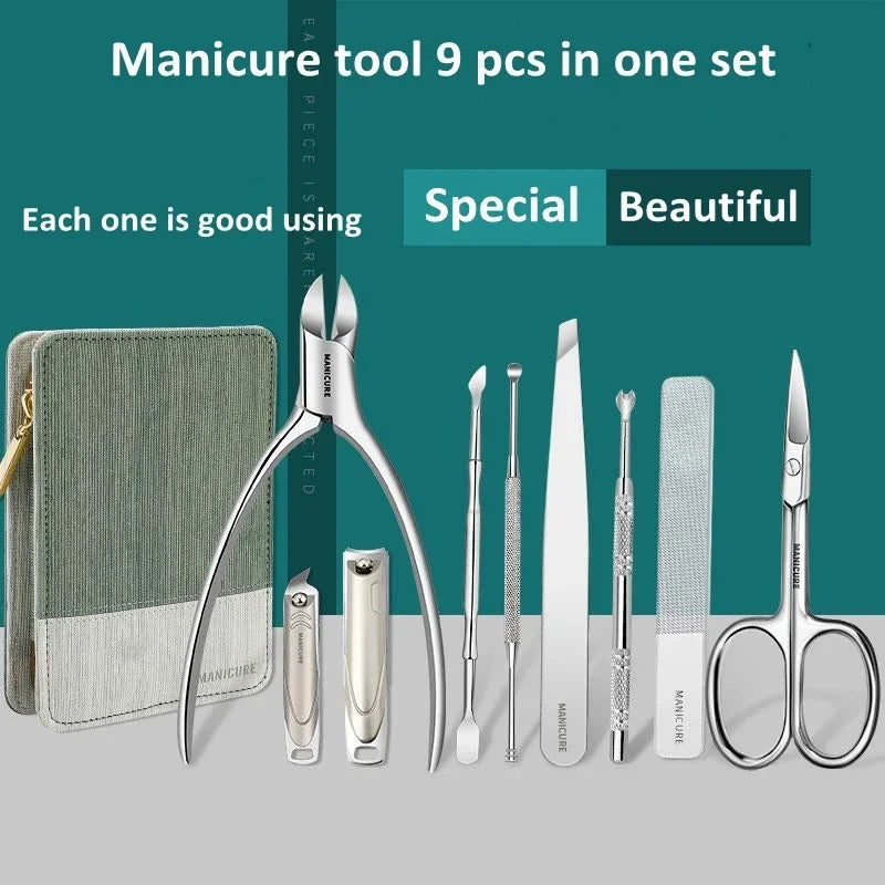 Kit de manucure et pédicure professionnel en acier inoxydable, coupe-ongles avec étui de voyage