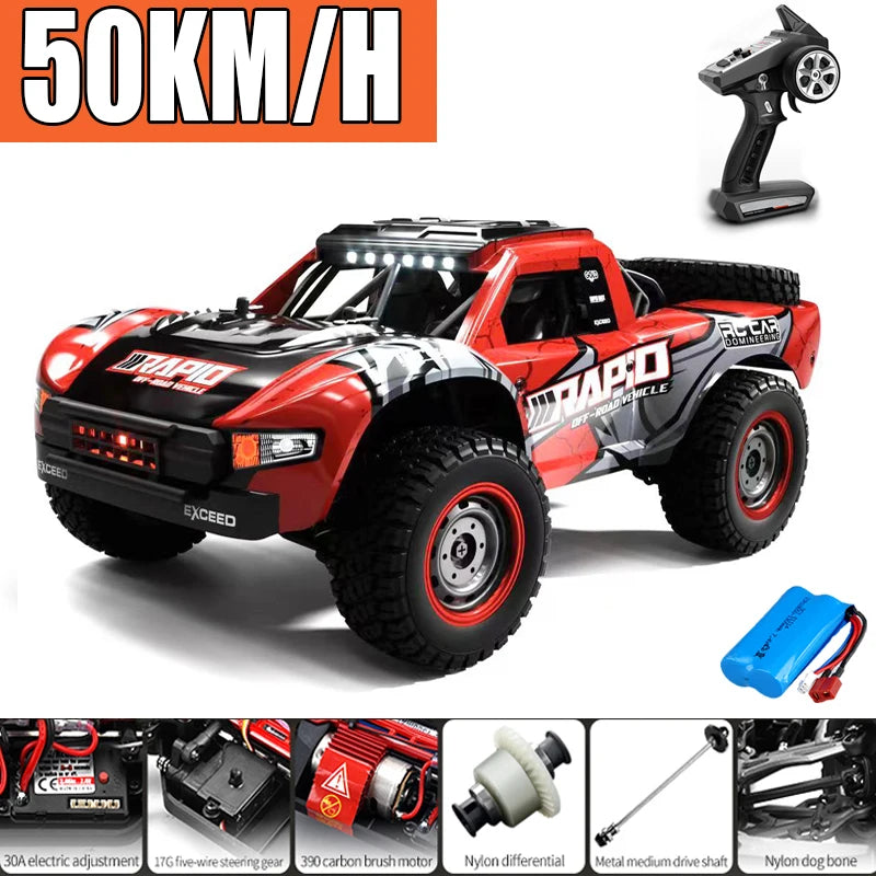 Voiture Rc tout-terrain 4x4, 50 km/h ou 75 km/h, moteur sans balais à grande vitesse, Monster Truck 1/16, voitures de course dans le désert/neige, jouets pour garçons