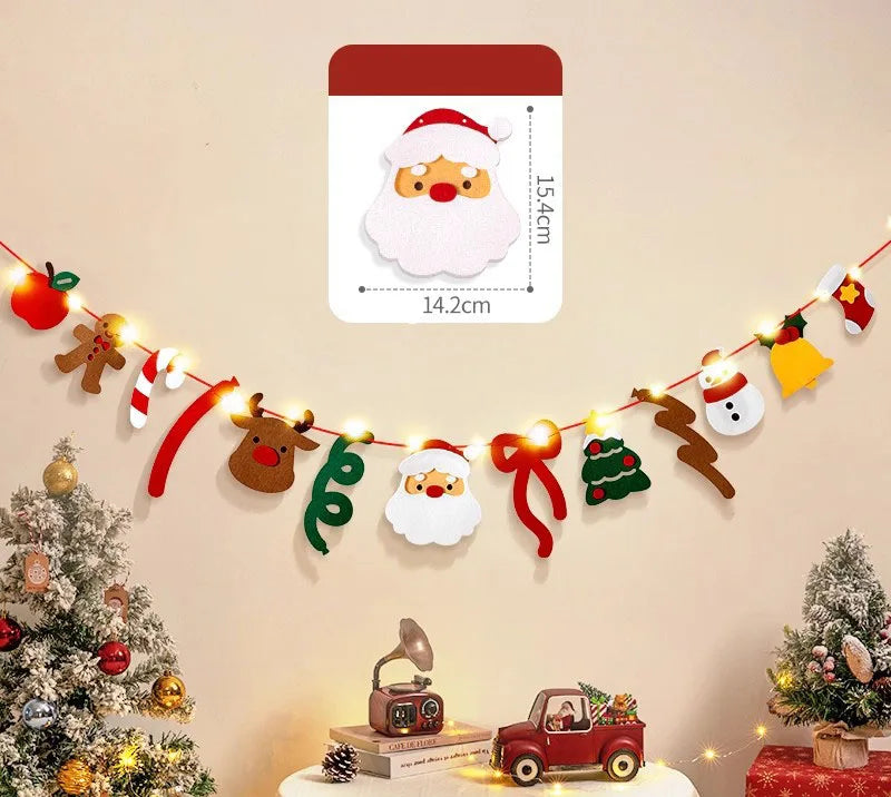 Bannière de Noël et Guirlande LED DIY, Décoration Fête et Maison, Ornements Joyeux Noël