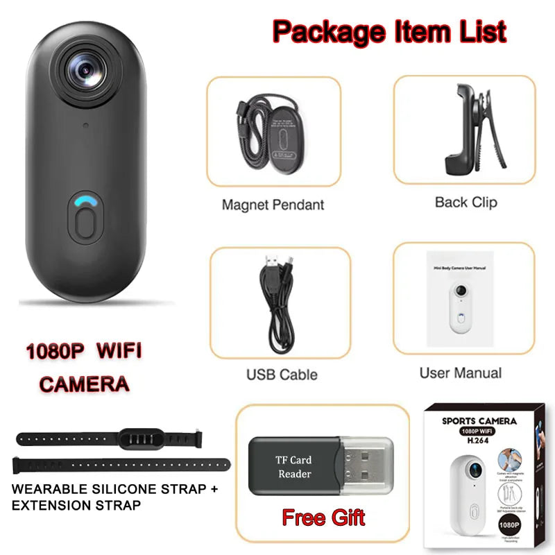 JETO 1080P HD Pet Collar Camera, Mini Sports Camera for Cats and Dogs with Mobile Audio and Video Recording