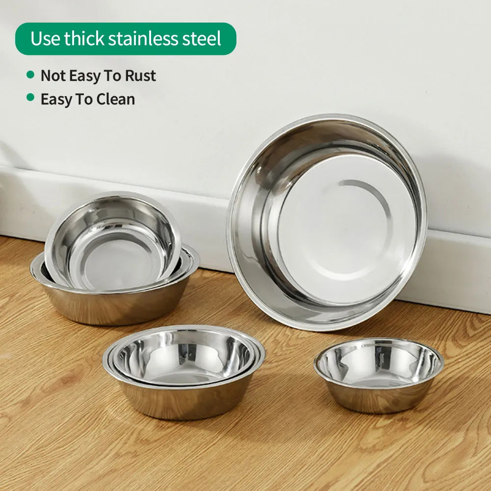 Large Capacity Stainless Steel Pet Bowl Cat Dog Drinking Bowl Metal Feeder Durable