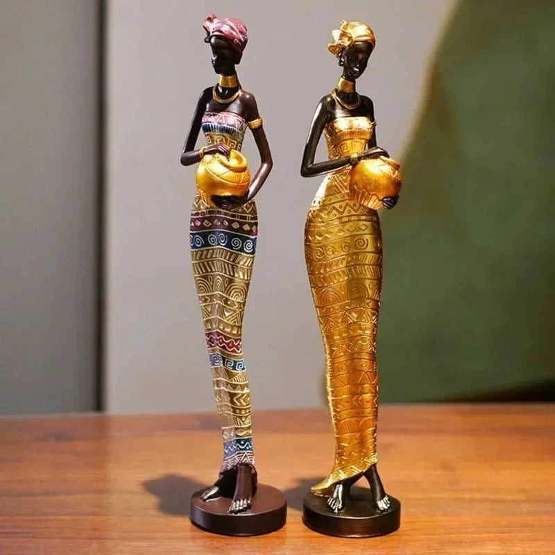 African Art Statuette for Home Decoration, Classic Style, Figurine for Living Room Interior 