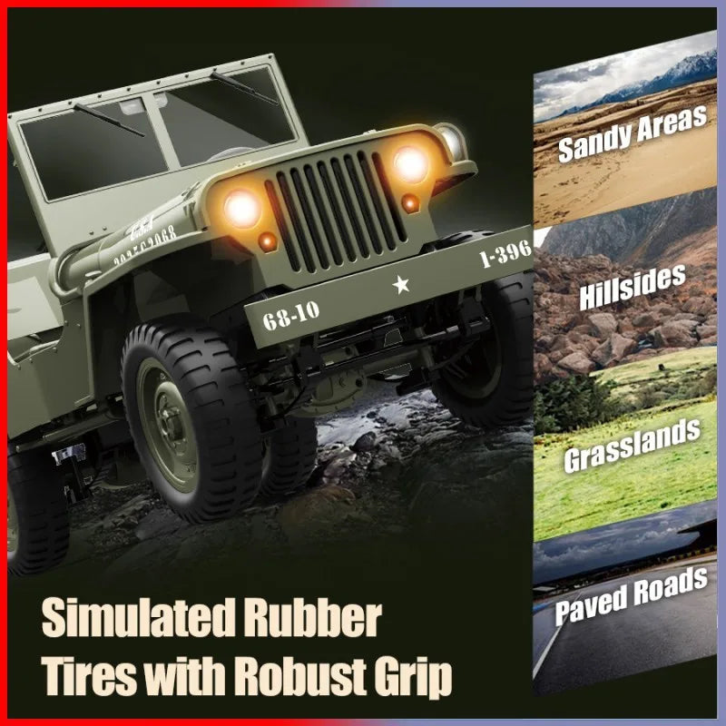 VOITURE RC JJRC C8815 Rc voiture 1941 JEEP WILLYS 2.4g 4wd RTR échelle d'escalade sur chenilles camion militaire véhicule tout-terrain jouet adulte cadeau pour les enfants
