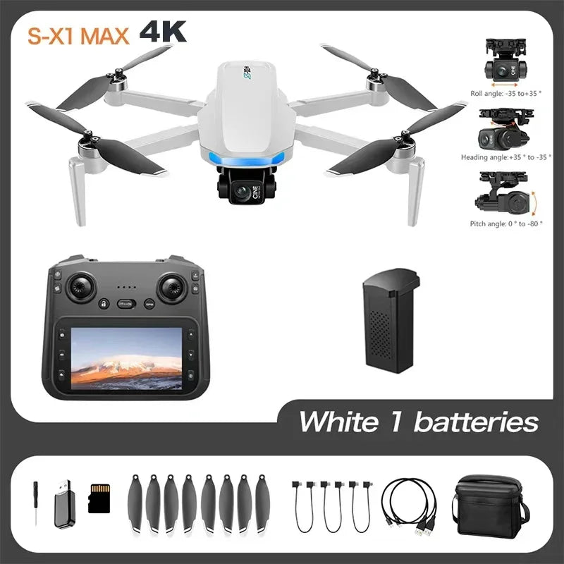 S-X1 GPS Drone 8K HD – Caméra professionnelle 3 axes, WIFI, quadrirotor pliant