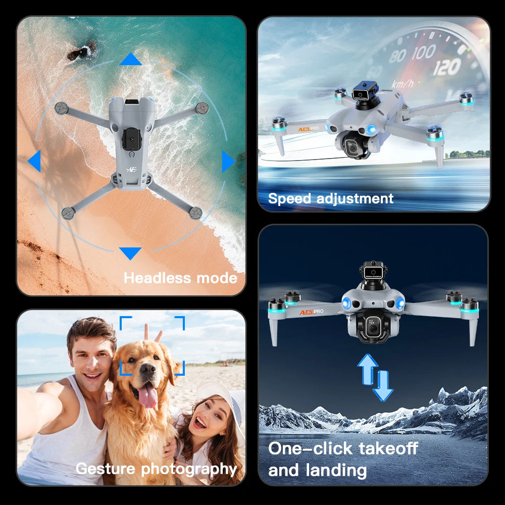 AE5 Drone 4K HD 8K – Double caméra 360°, moteur sans balais, écran pliable