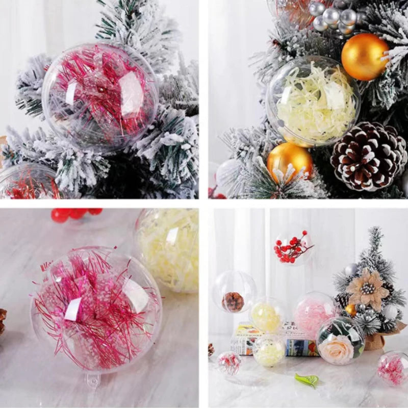 Boules de Noël transparentes rechargeables – 8 cm, lot de 4 ou 8 pièces, ornements à suspendre pour sapin et décorations de fête