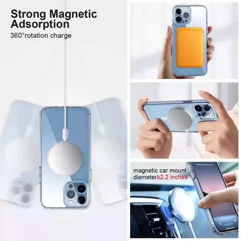 Coque transparente MagSafe KENNAGE – Compatible Chargement sans fil – iPhone 6 à iPhone 16 Pro Max