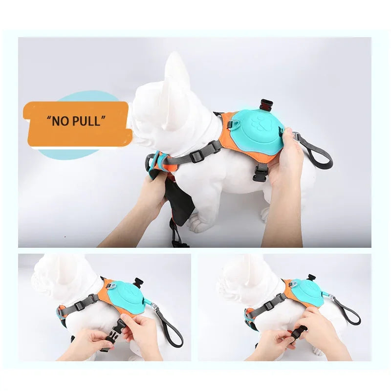 DOG HARNESS WITH INTEGRATED RETRACTABLE LEASH, 2 in 1, adjustable and breathable