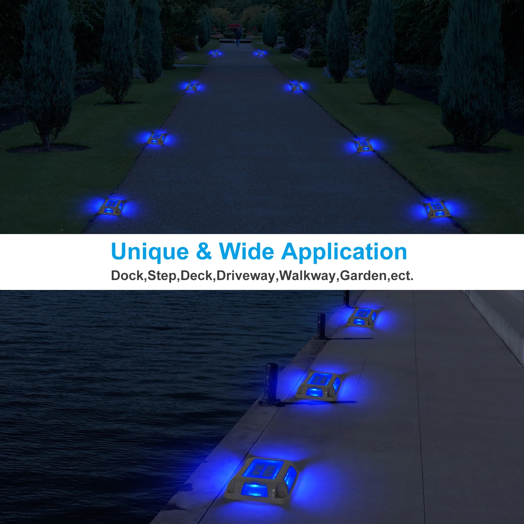 T-SUNRISE Solarlampe TS-G7006 – 8er Pack, blaue, dekorative LED-Lampen für Garten, Rasen, Treppe und Außenbereich, IP65
