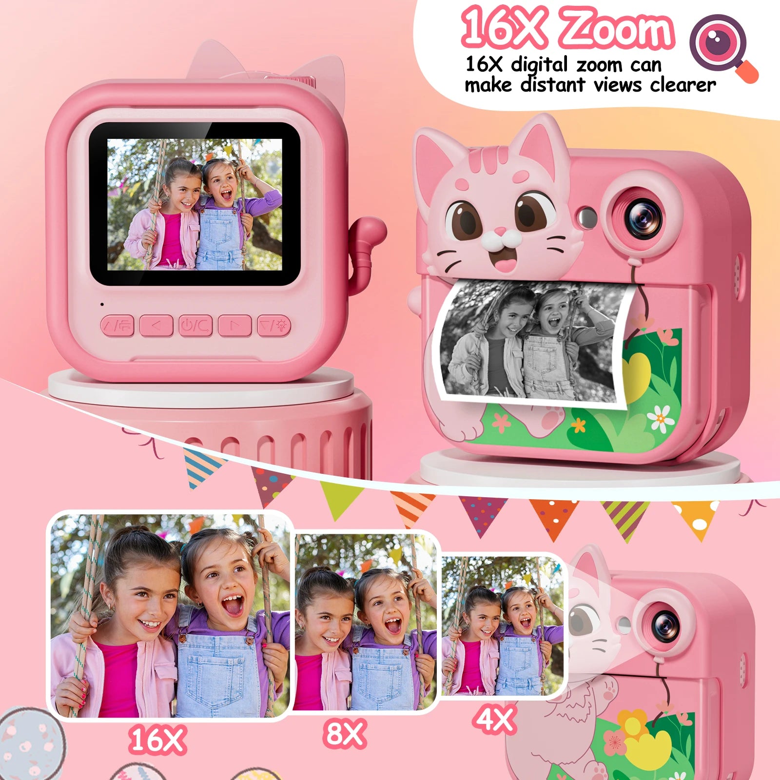 Kids Instant Print Camera, 2.4 Inch with 32GB SD Card and Printing Paper