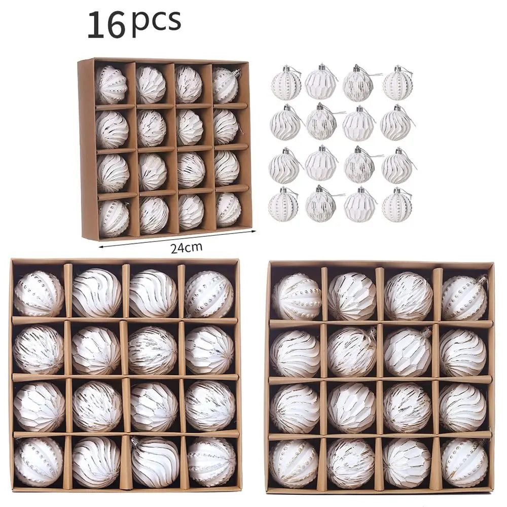 Set de boules de Noël Peint en Plastique Galvanisé, Décor d'Arbre de Noël, 6cm, 16 Pièces