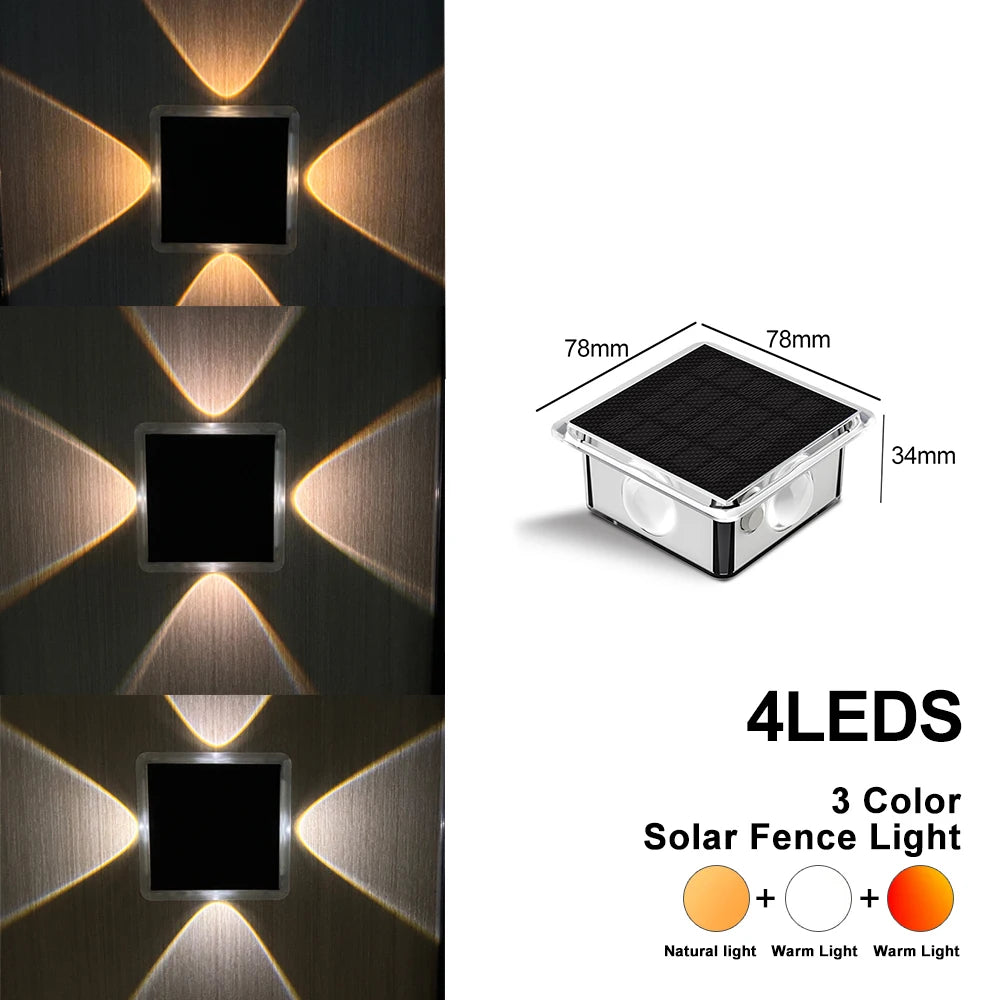 Solarleuchten für Zäune mit 4 LEDs – Up/Down-Beleuchtung