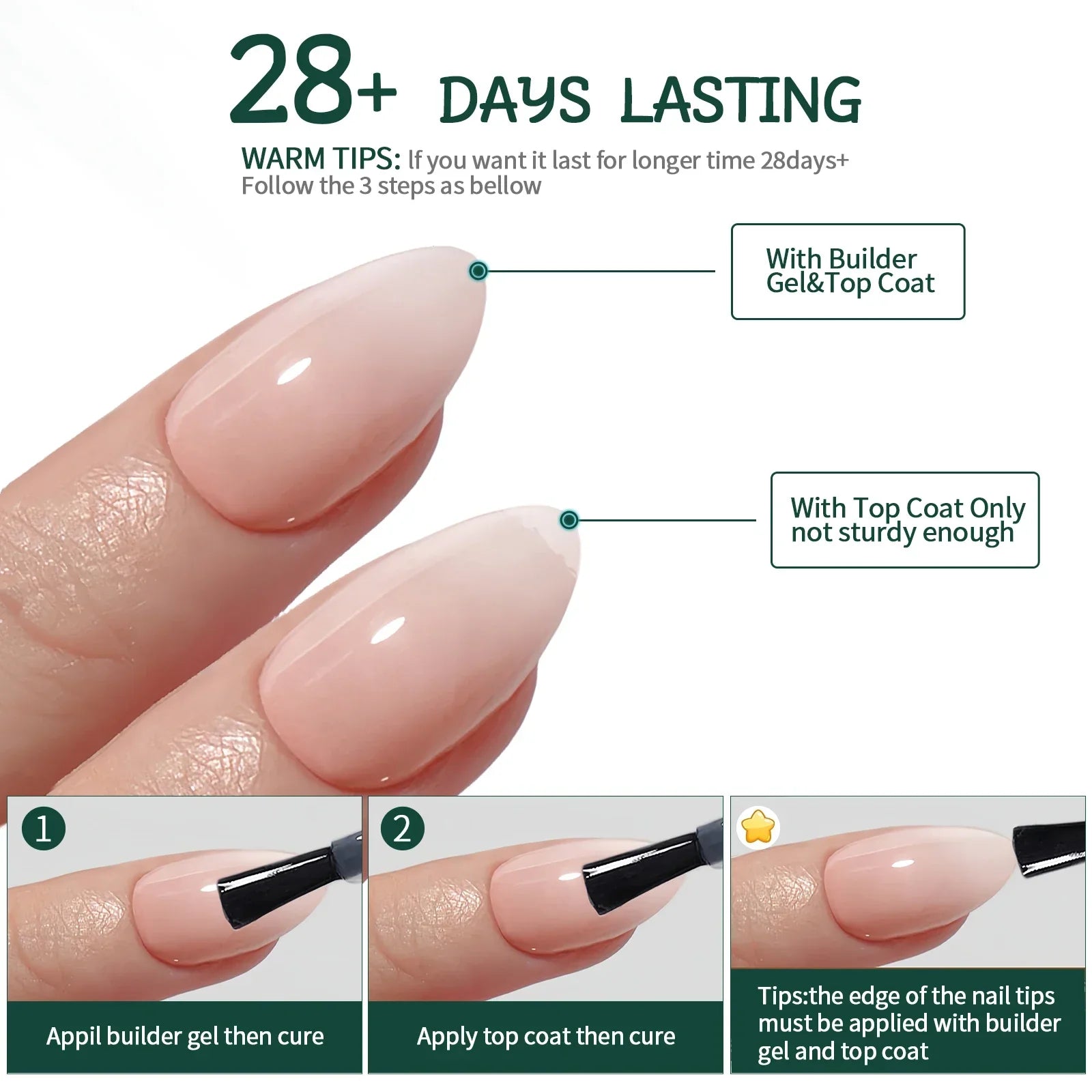 Pointes d’ongles Ombre Amande, 150 pièces