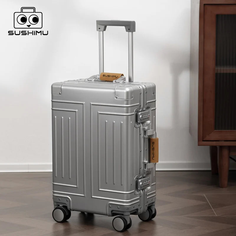 Valise rigide en alliage d’aluminium et de magnésium SUSHIMU – bagage à roulettes, 20, 24, 26 et 29 pouces