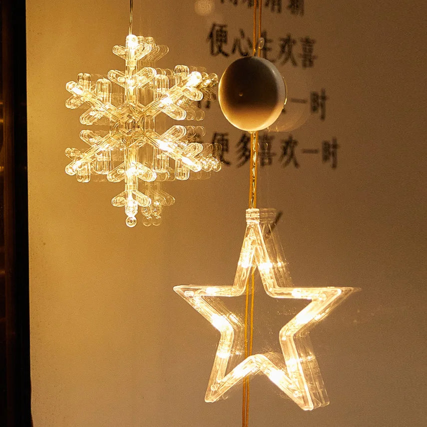 LED Suction Cup Light Christmas Decoration Snowflake Elk Light for Home Window