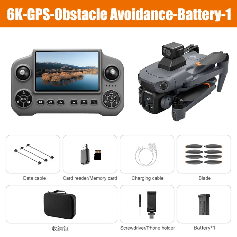 Drone GPS V918 MAX 360° – Caméra professionnelle 8K, écran intégré, évitement d’obstacles laser