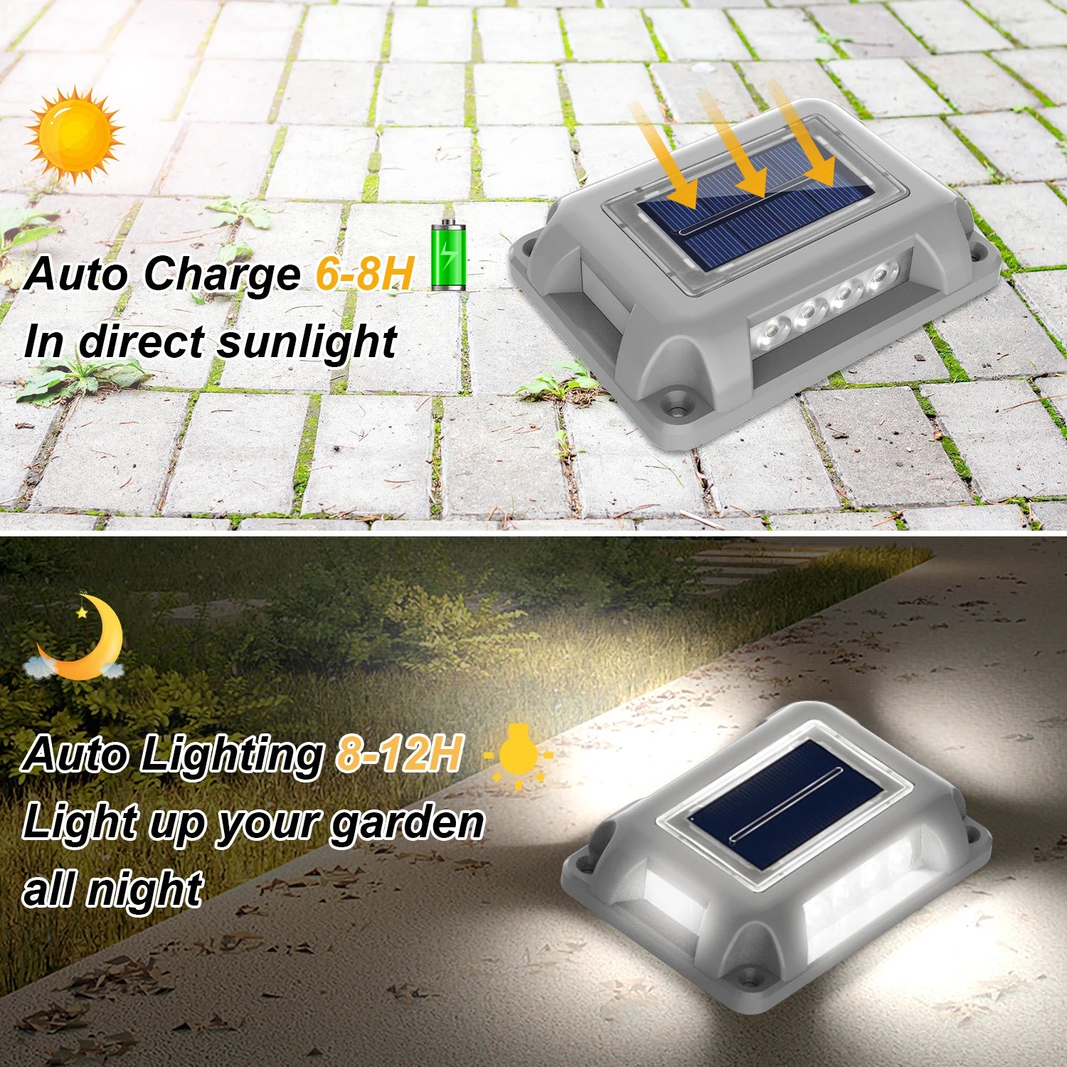 Lampe LED Solaire IP65 T-SUNRISE TS-G7006 – Éclairage décoratif extérieur, aluminium, 8 unités