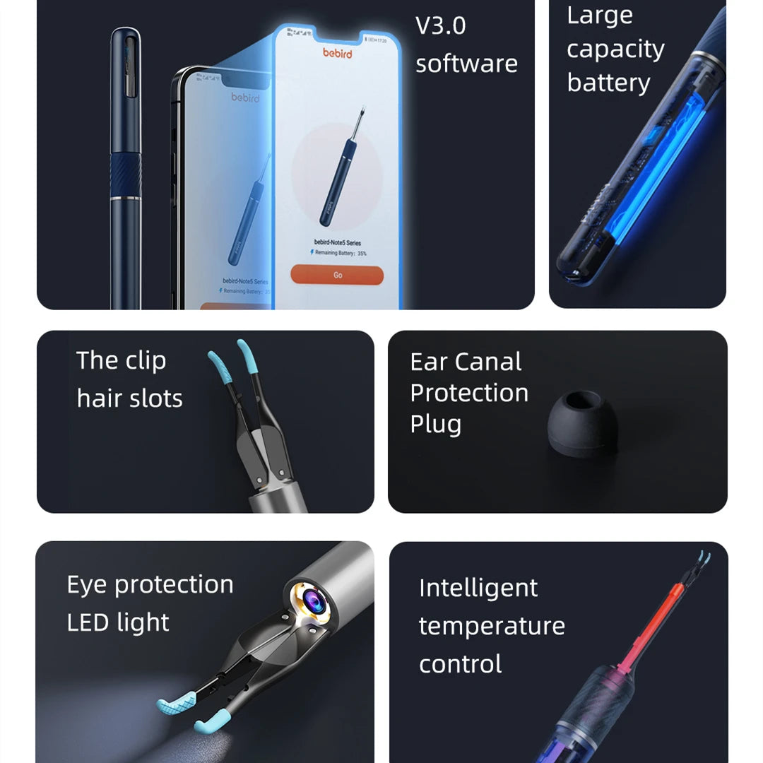 Nettoyeur d'oreille, Bebird-Bâtons d'oreille visuels intelligents, pince à épiler endoscopique, haute précision, mini caméra Earpick, kanoscope, soins de santé, nettoyeur d'oreille