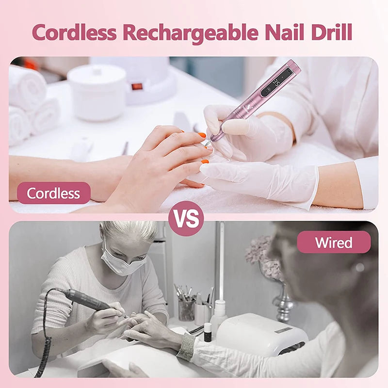 Ponceuse à ongles électrique sans fil, 35000RPM, Rechargeable, pour vernis Gel, accessoires de Salon de manucure