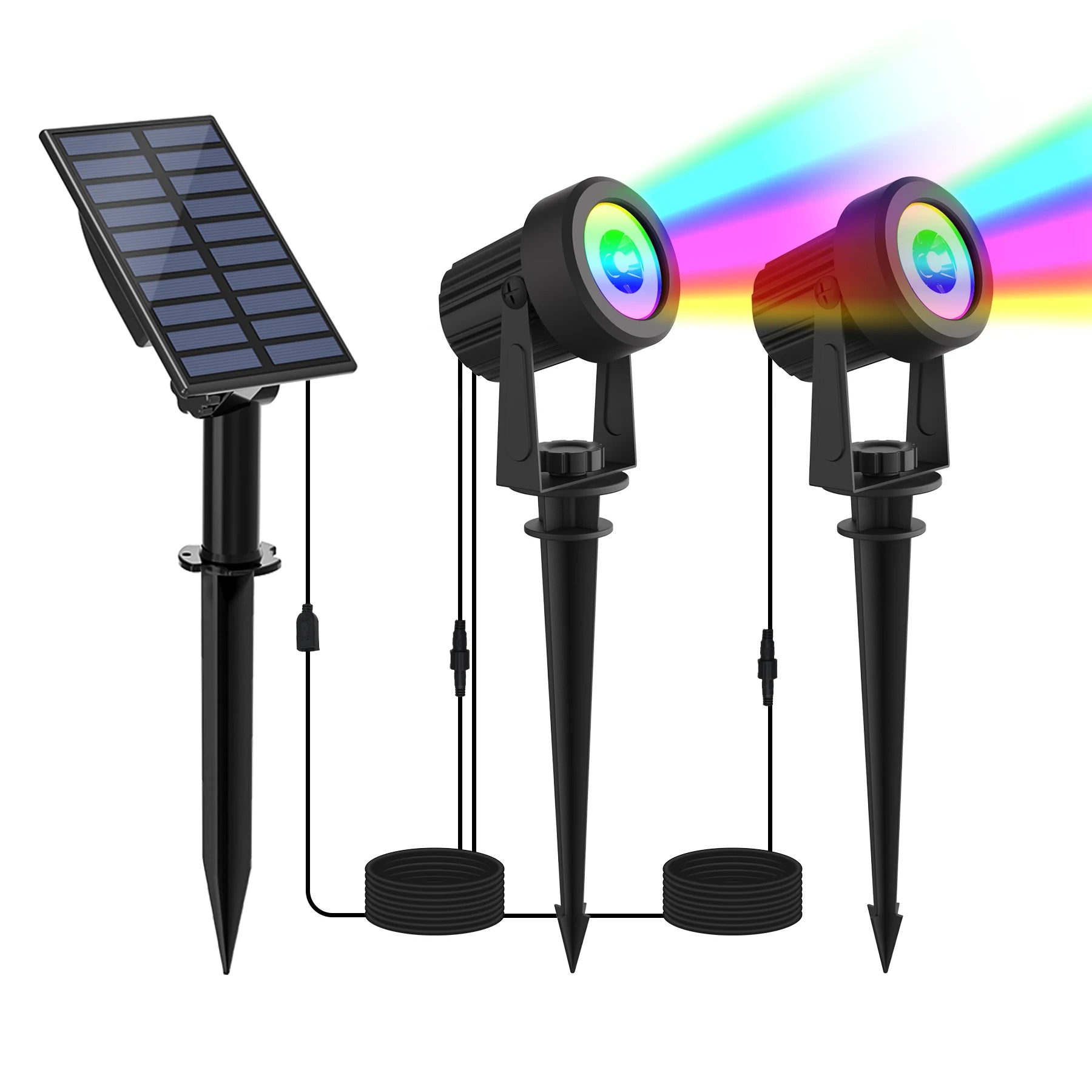 Projecteur solaire LED RGB – 1/2/4/6 lumières, IP65, couleurs cycliques, éclairage décoratif extérieur pour jardin et fêtes