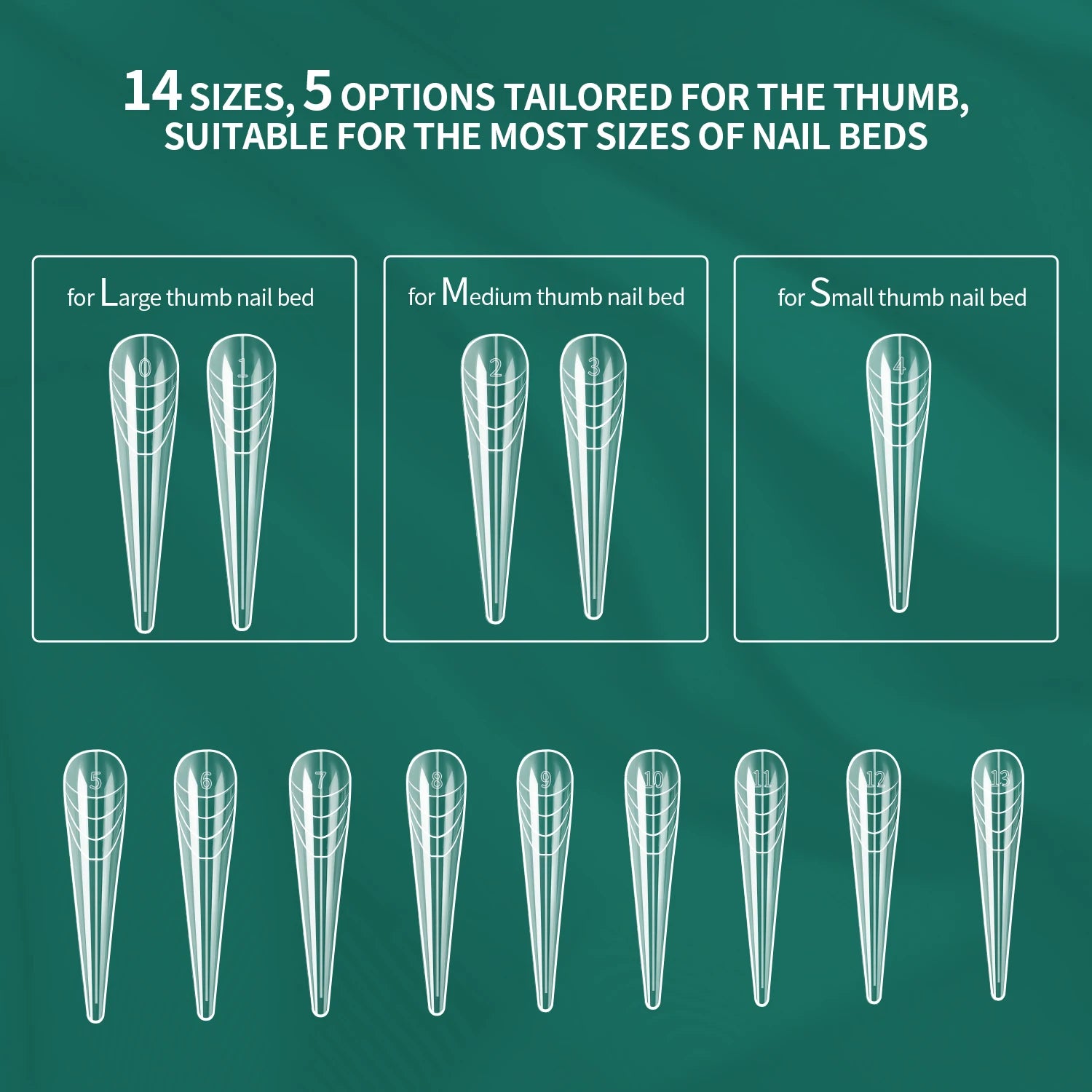Moules à ongles à pression transparents, 70/140 pièces, 14 tailles