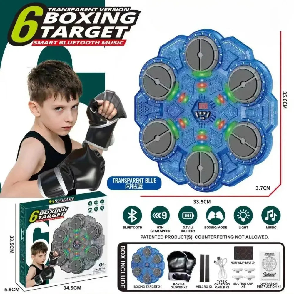 Machine d'entraînement de boxe musicale intelligente – Compatible Bluetooth, 2-5 modes d'éclairage, sport de boxe pour adultes et enfants, entraînement de gymnastique