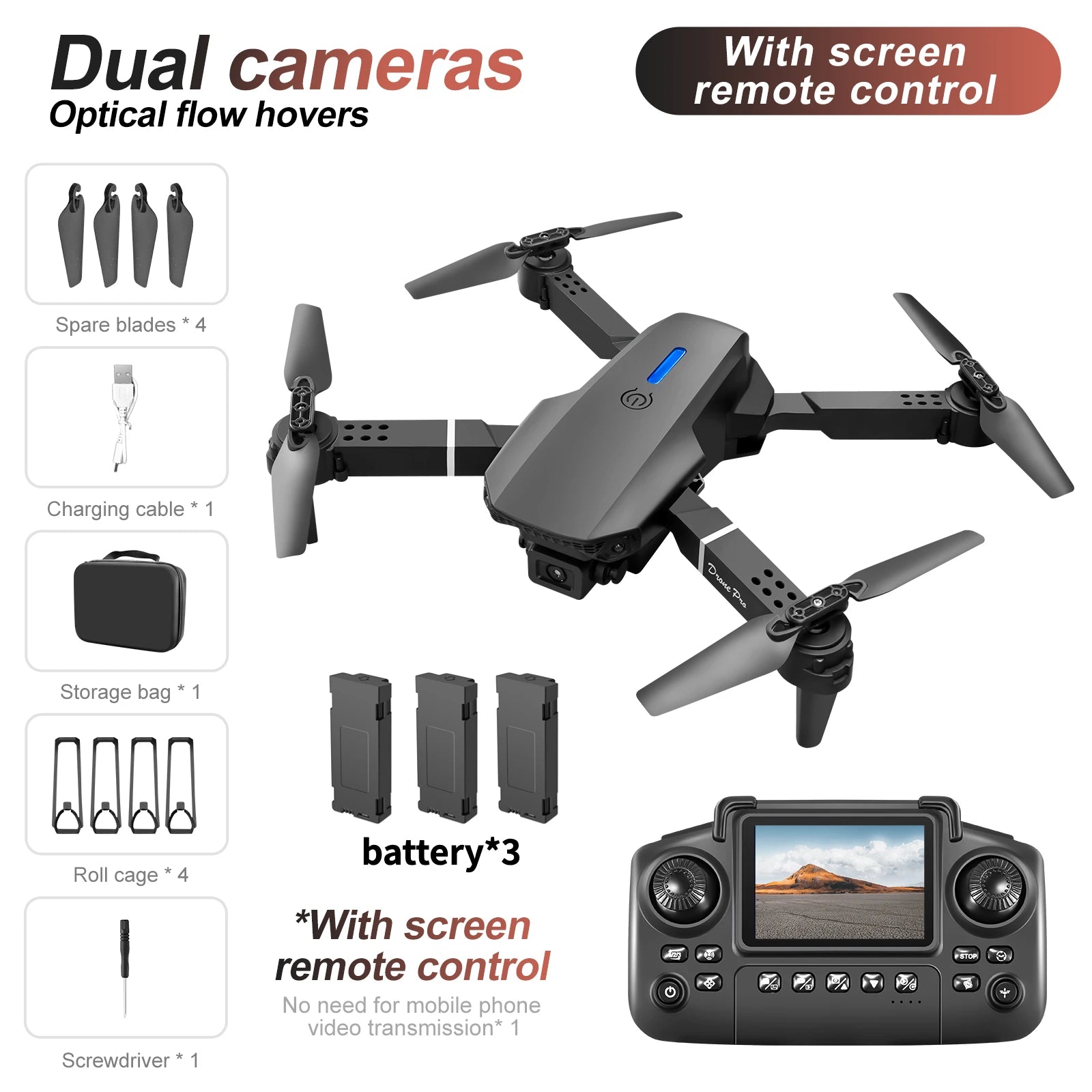 Drohne E88/E99 2025 Verbessert – Dual 4K HD Kamera