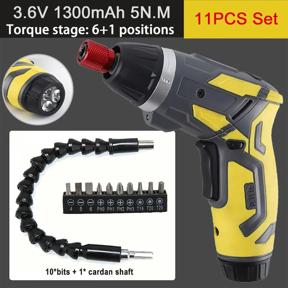 Tournevis électrique portable – Petit et puissant, rechargeable 4,2V 6Nm, 250 tr/min, kit complet