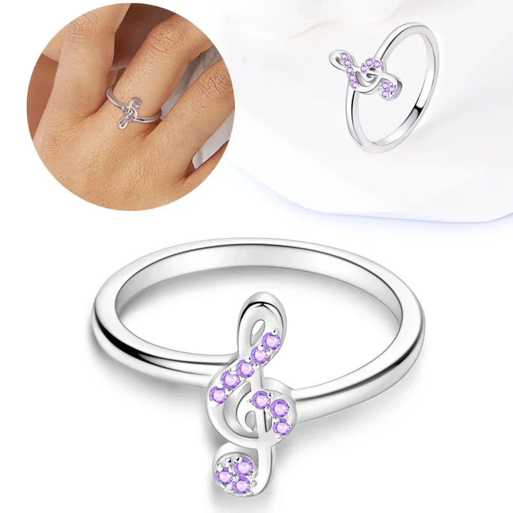 Colorful Zircon Sun Moon Star Stackable Rings for Women.