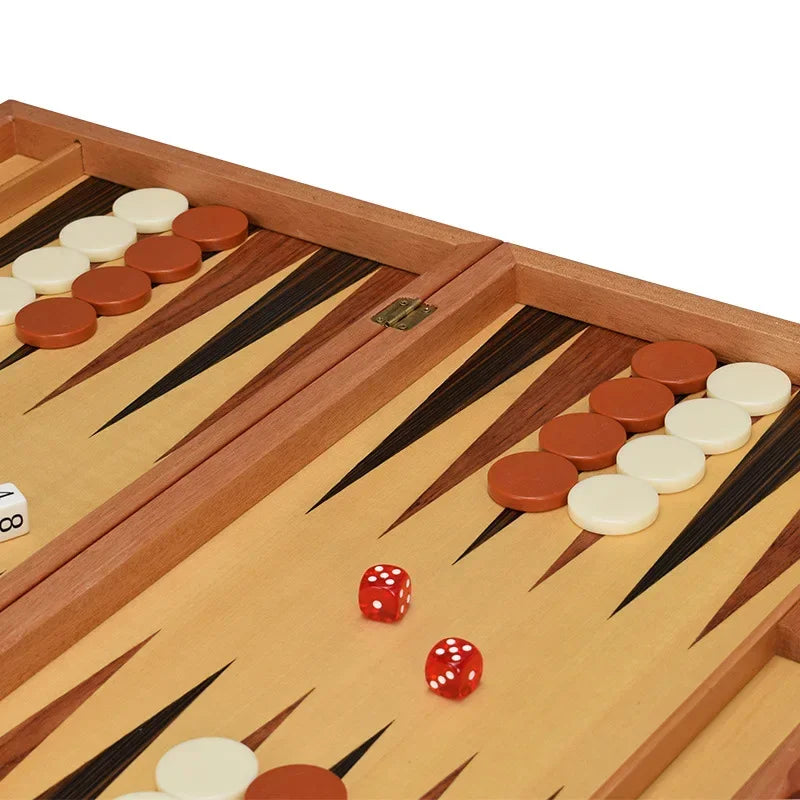 Backgammon, jeu de société de stratégie classique, pièces de jeu en bois acrylique, dés standardisés 11-17 pouces