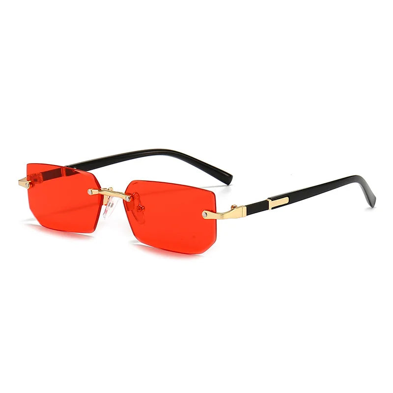 Rimless Square Sunglasses for Men Women Popular Sun Glasses Summer Travel Shades Small Classic Male Female Fashion