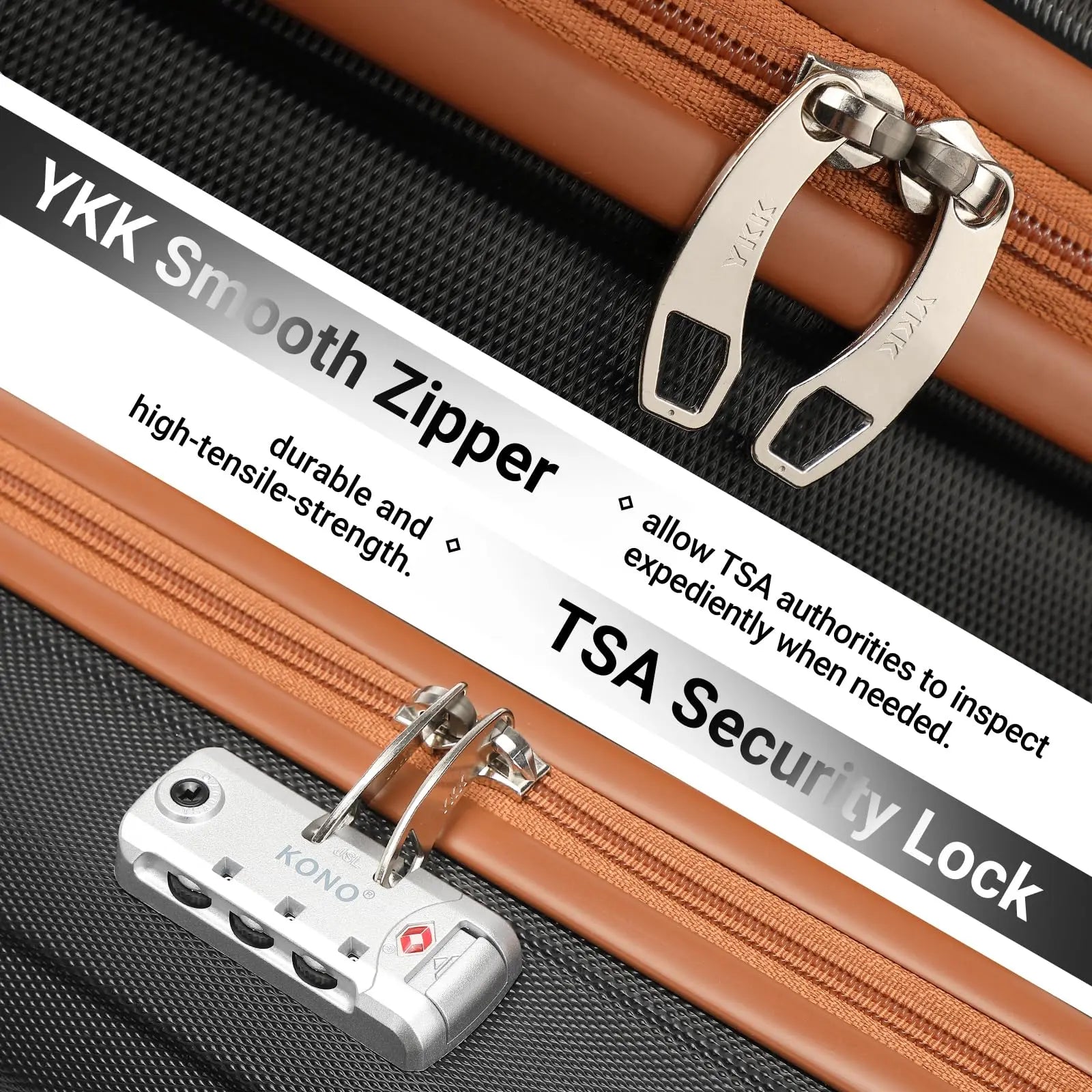 Mallette KONO 45x36x20 cm – Bagage à main cabine, coque rigide ABS, 4 rouleaux, serrure TSA